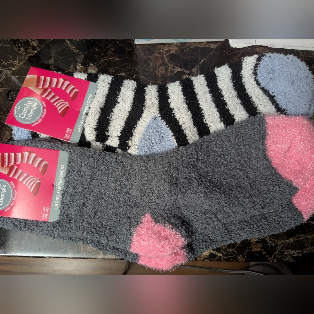 Cozy Striped and Fuzzy Socks Set
